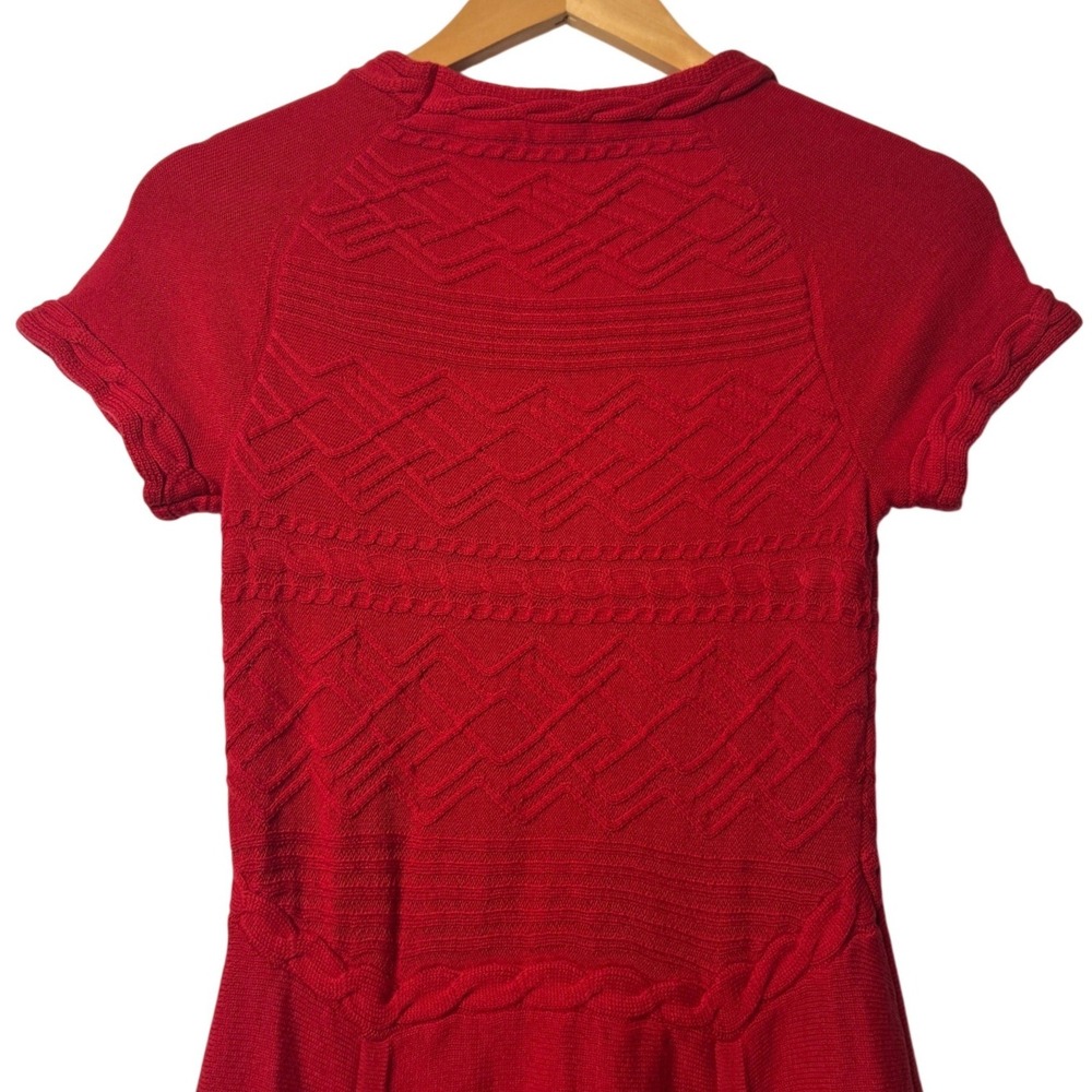 Athleta Alta Sweater Dress XS Red Organic Cotton Wool Braided Twee Collegiate - Picture 11 of 15